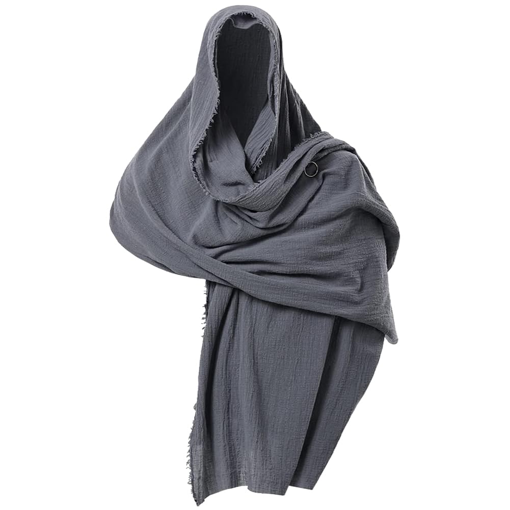 GRACEART Shawl Scarf Hood Sash Cowl Medieval Wizard Mage Costume Wrap Cloak With Brooch Pin (Dark Grey)