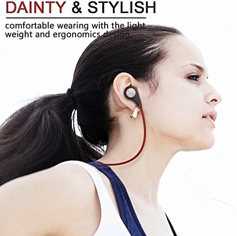 Pobode Bluetooth 4.1 Wireless Sports Headphones In-ear Running Stereo Noise-Cancelling Earbuds Headsets with Mic for iPhone 6s 6s PlusSamsung Galaxy S6 Edge Android Smartphones (Red)