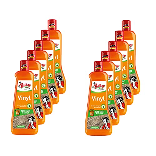 POLIBOY Vinyl Reiniger - Bodenreiniger für Designbelag - Wischpflege als Reinigungskonzentrat mit Jojobaöl - 10x 500 ml - Made in Germany