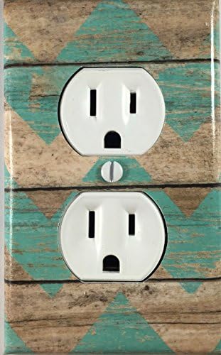 Turquoise Wood Fence Chevron Design Decorative Outlet Wall Plate