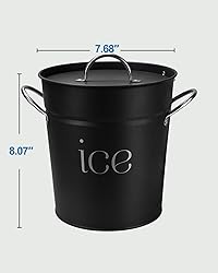 3Qt Black Galvanized Ice Bucket with Lid, Scoop