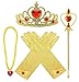 Yosbabe Princess Sofia Rapunzel Dress up Accessories 5 Gifts Set for Girls Gloves Tiara Crown Necklace Wand Earrings (gold)