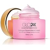 GLO24K Moisturizer Face Cream with 24K Gold, Vitamins – Collagen Retinol Hyaluronic Acid – Hyaluron Acid Cream for Hydration & Overnight Skin Renewal, Night Cream