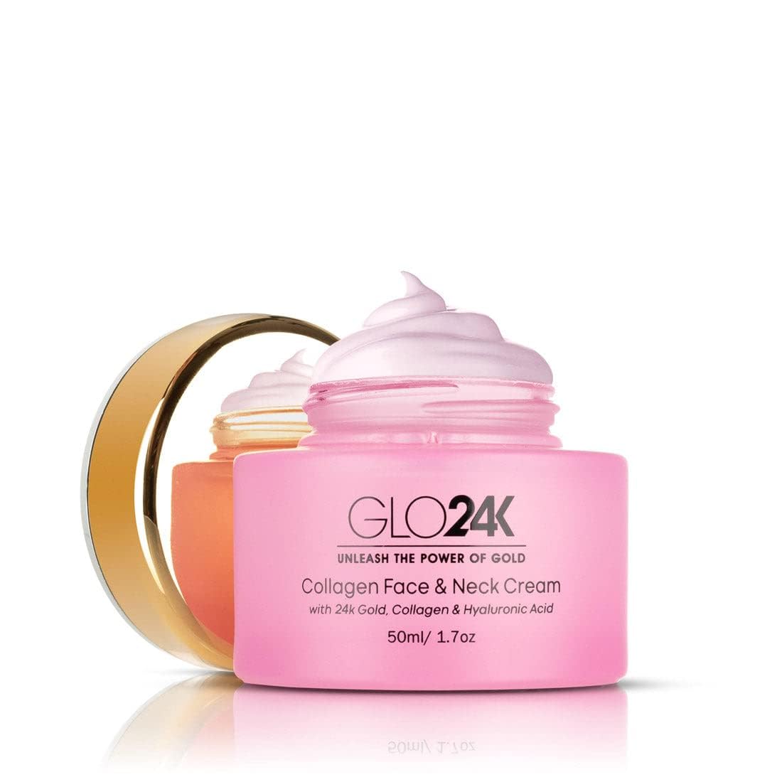 GLO24K Collagen Face & Neck Cream with 24k Gold, Collagen & Hyaluronic Acid. Boost your Skin’s Collagen Levels for a Radiant, Glowing Skin.