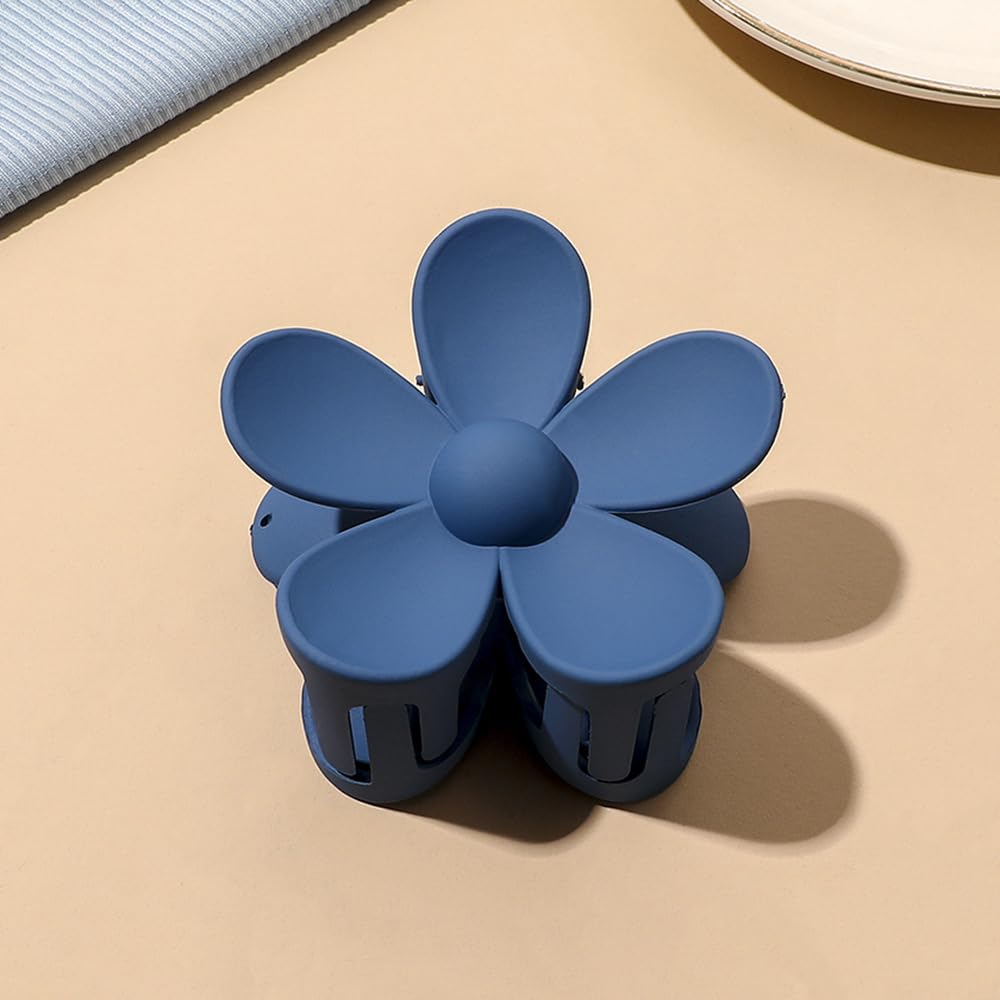 Wambere 1 x Women's Flower Hair Clips, Flower Hairpin Hair Clips, Non-Slip Plastic Hair Claws, Hair Accessories, Hair Accessories for Women and Girls for Daily Wear, Dark Blue