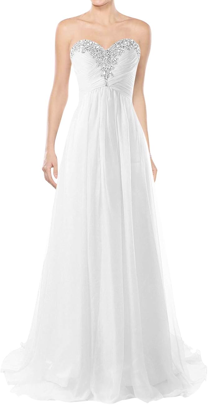 JAEDEN Wedding Dresses Beach Bridal Dresses Chiffon Wedding Gowns Strapless Bride Dress at  Women’s Clothing store