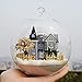Flever Dollhouse Miniature DIY House Kit Creative Room With Furniture and Glass Cover for Romantic Artwork Gift(Angel's Town)