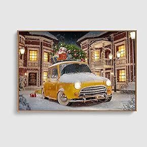 Framed Canvas Home Artwork Decoration Merry Christmas Canvas Wall Art for Living Room, Bedroom - 16x24 inches