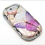 Green Purple Paisley Butterfly Orange Flower Vine Rubberized Snap on Hard Cover Protector Faceplate Cell Phone Case for AT&T Pantech Ease P2020 + Premium LCD Screen Guard Film