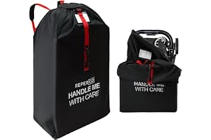 reperkid Large Stroller Bag for Airplane Travel, Black & Red, 47" H x 24" W x 15" D, Fits Most Large, Single, Double, Jogging Strollers – Premium Waterproof Cover, Adjustable Shoulder Straps