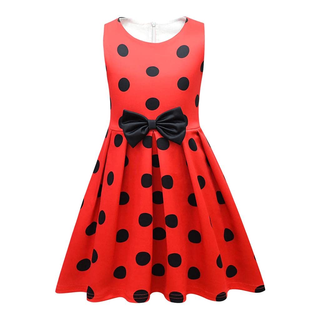 Lito Angels Ladybug Ladybird Red and Black Polka Dot Fancy Dress Up Costume for Kids Girls Age 7-8 Years 289