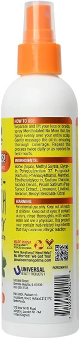Jamaican Mango & Lime Max Relief No Itch Spray Mentholated 8oz Scalp Hair view 2