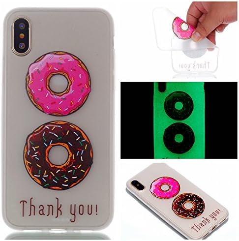 Flower Luminous Glow In the Dark Soft TPU Case For Iphone X Eiffel Tower Lace Skull Ultra thin Dog Clear Skin Cover (Dunkins)