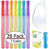 Bubble Wand, 28 Pack 14â€™â€™ Big Bubble Wands Bulk(7 colors), Non-toxic Smelless Bubble Toy For Kid Child Birthday Party Favor Wedding Summer Outdoor Pool Activity Bathroom Bath Toys