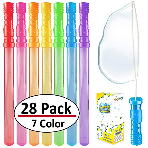 Bubble Wand, 28 Pack 14\'\' Big Bubble Wands Bulk (7 colors)