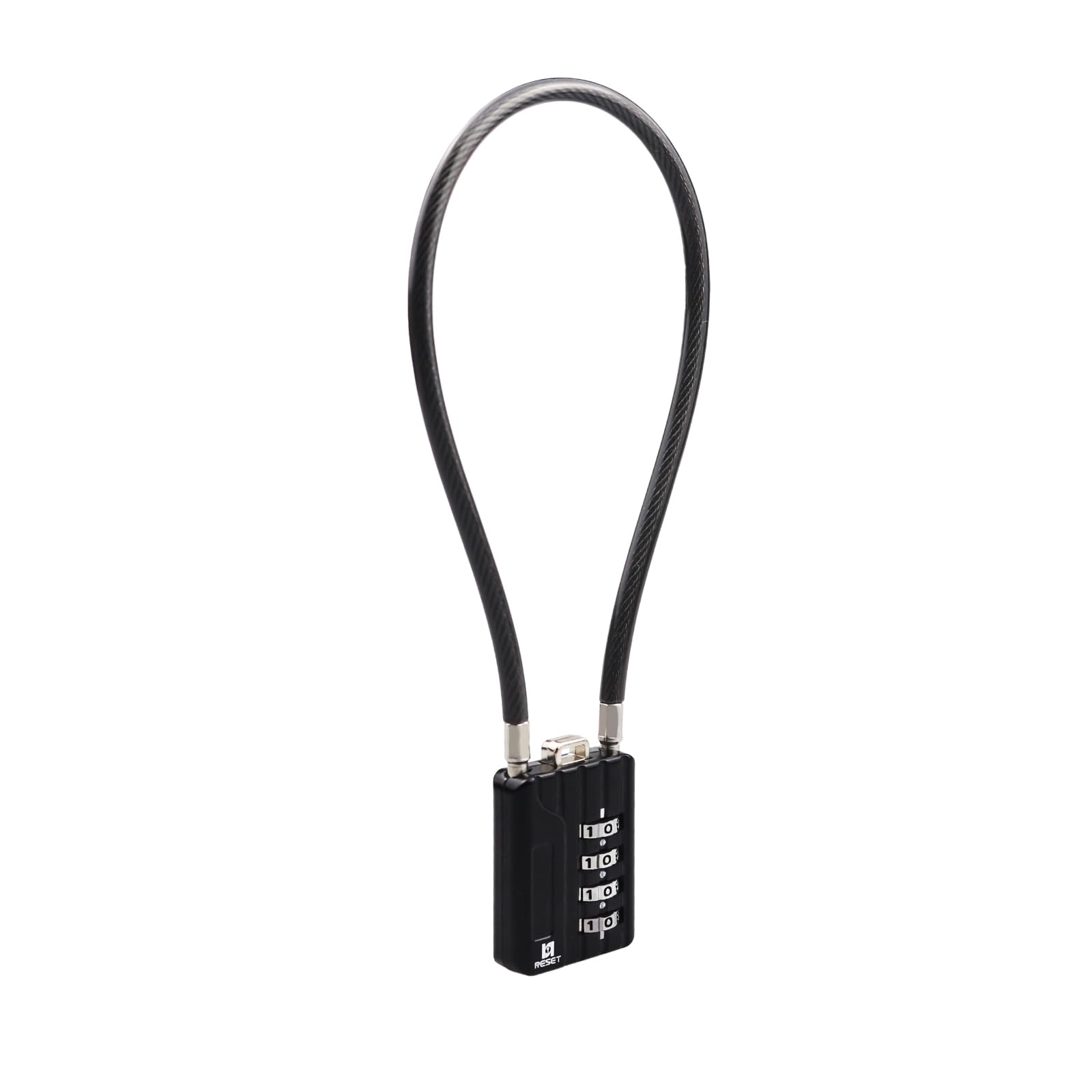 RESET-204 4 Digit Combination Padlock with 12 inch(30 cm) Steel Cable for Locker Lock Luggage Suitcase Gun Case Toolbox Helmet,5 mm Diameter,Black