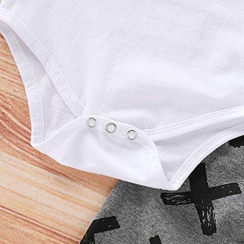 NUWFOR Newborn Infant Baby Boy Clothes Letter Romper Tops+ Pants Hat 3PCS Outfits Set(White,0-6 Months)