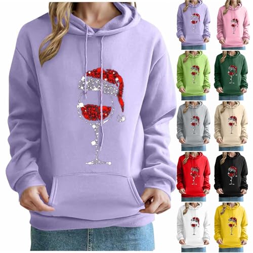 Christmas Jumpers For Women With Hooded - Ladies Christmas Jumpers 3D Printed Warm Tops Plus Size Regular Fit Sweatshirt Long Sleeve Oversized Sweatshirts With Kangaroo Pockets Stylish Hoodies Tops