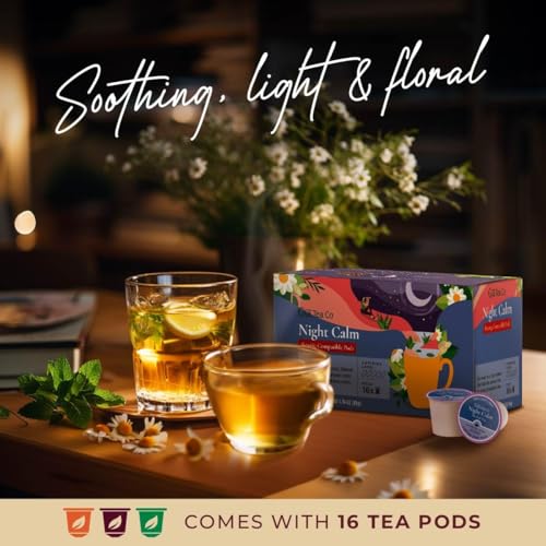 GYA TEA CO NIGHT CALM HERBAL TEA POD (16 CT) – DECAF CALMING TEA WITH CHAMOMILE, PEPPERMINT, LEMONGRASS FOR NIGHT TIME’ REST OF RELAXING & SOOTHING