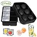 Ice Cube Trays Silicone Set of 2,Sphere Round Ice Ball Maker and Large Square Ice Cube Mold for Chilling Burbon Whiskey, Cocktail, Beverages and More