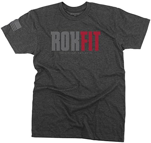 Rokfit The Core Logo Men's T-Shirt (X-Large, Heather Charcoal)