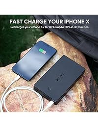 Aukey 20000 mAh USB C power bank con 18 W entrega de potencia battery pack, 3 salidas Cargador portátil para iPhone 8 Plus X, Nintendo Interruptor y más