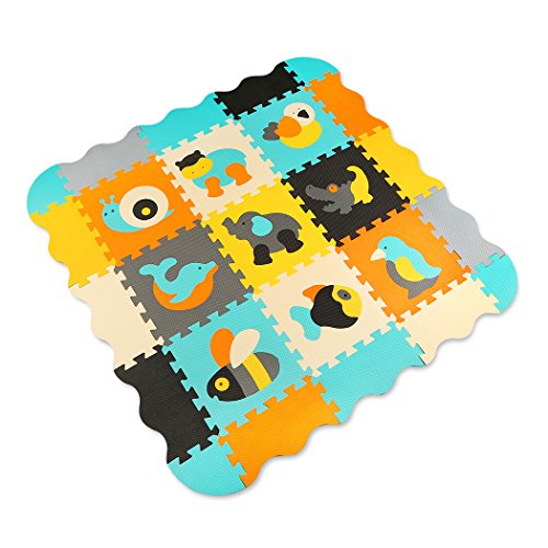 Meiqicool Baby Crawling Mat Puzzle Play Foam Tiles Non Toxic Playmat Floor Mats for Tummy Time,P014B - Thumbnail 2
