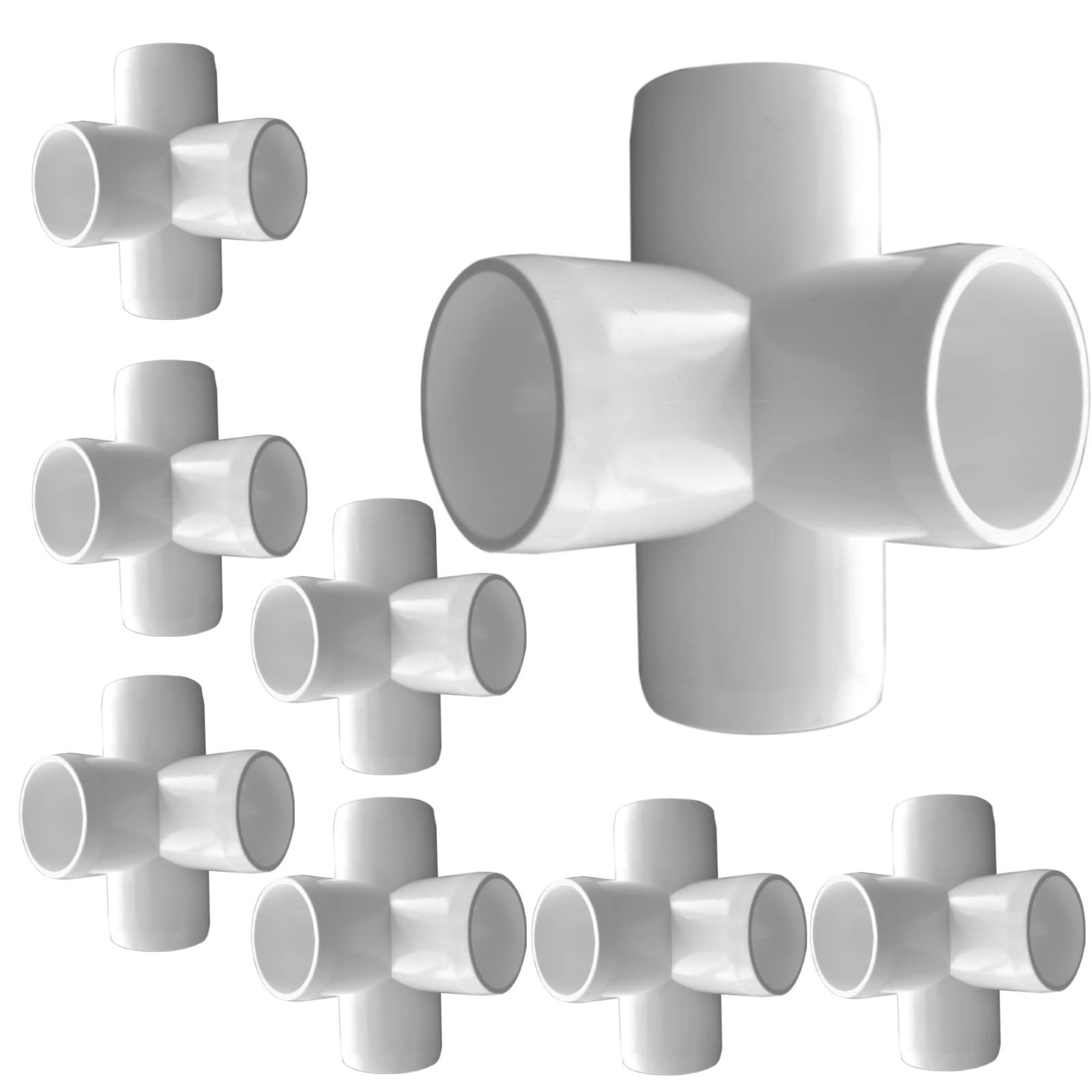 Photo 1 of 8Pack 1 1/4” PVC Fittings, 4Way Elbow PVC Fittings for Heavy Duty PVC Furniture, SCH 40 4-Way Side Outlet Tees, PVC Conner Fittings for Greenhouse Shed Pipe Fittings Tent Connection-8Pack