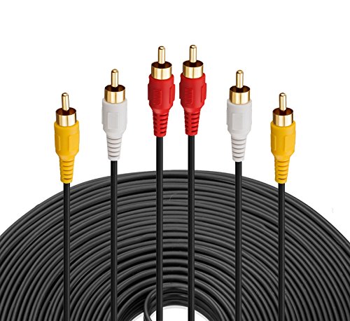 3 RCA Cable 100 Feet,Ruaeoda 3 RCA to 3RCA Male to Male DVD Video Cable Gold Plated for VCR, HD-TV, and Other Home Theater Audio/Video Equipment - Thumbnail 2