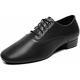 Men's Ballroom Dance Shoes Black Leather Sole Tango Salsa Latin Character Shoe