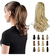 Sofeiyan 13" Ponytail Extension Long Curly Ponytail Clip in Claw Hair Extension Natural Looking S...