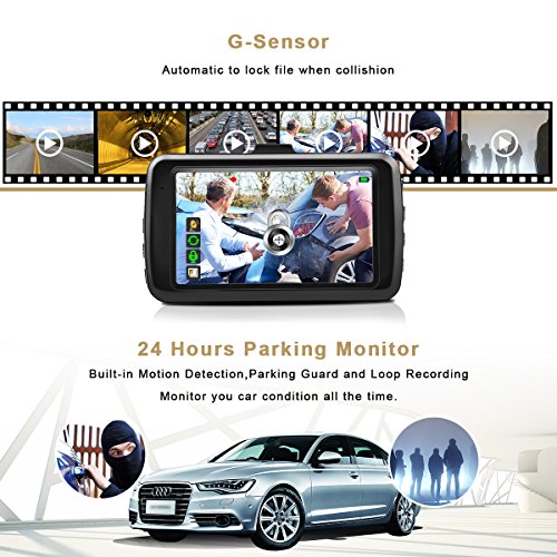 FHD 1080P Car Camera - Dash Cam 170 Wide Angle 3.0" LCD, Dashboard Camera Video Recorder DVR with Night Vision, G-Sensor, WDR, Loop Recording, Motion Detection and Parking Monitor