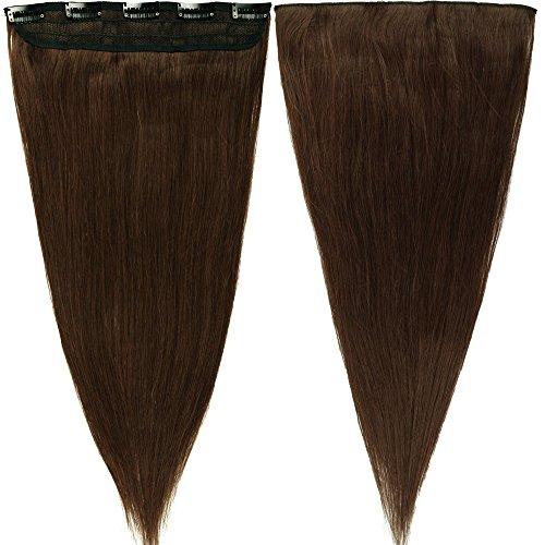s-noilite 16" 45g 3/4 Full Head 1 Piece 5 Clips Clip in Remy Human Hair Extensions Silky Straight #4 Medium Brown