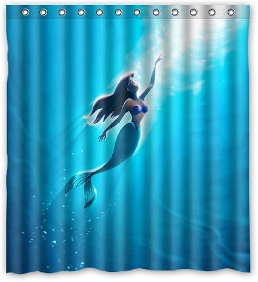 Amazon Com The Little Mermaid Custom Shower Curtain Home Decor Bathroom Waterproof Fabric Fashion Bath Curtain 66x72 Inch Clothing