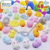 JOYIN 48 Mochi Squishy Prefilled Easter Eggs; Kawaii Stress Reliever Squishies Toys Inside for Easter Theme Party Favor, Easter Eggs Hunt, Basket Filler, Classroom Prize Supplies