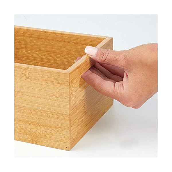 mDesign-Kitchen-Storage-Box--Practical-Storage-Tray-with-Integrated-Handles--Open-Bamboo-Cupboard-Organiser-for-Kitchen-Utensils--Natural mDesign Kitchen Storage Box – Practical Storage Tray with Integrated Handles – Open Bamboo Cupboard Organiser for…