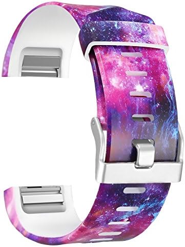 SKYLET For Fitbit Charge 2 Bands, Silicone Replacement Bands for Fitbit Charge 2 Accessory Wristbands (No Tracker)[Black Universe, Large]