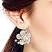 Mother of Pearl and Cultured Freshwater Pearl Hawaiian Plumeria Flower .925 Silver Earrings