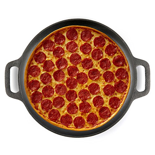 Waykea 16.5-inch Cast Iron Baking Pizza Pan Cooking Griddle for Oven, Stove or Grill