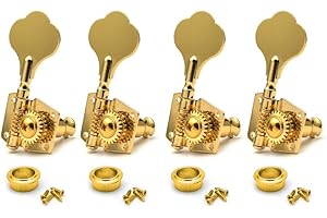 MAXCHEER Guitar Bass Tuners Bass Guitar Tuning Keys,Ratio Headstock Sealed Machine Head Replacement for Electric Jazz Bass or Precision Instruments (Gold, 1:24 (4R))