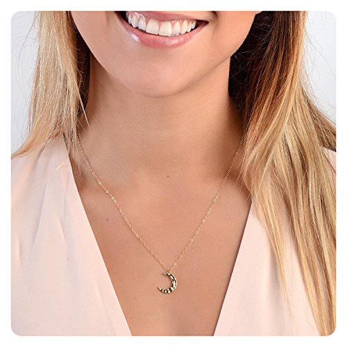 Fremttly Womens 14k Gold Fill Delicate Moon Phase Necklace Dainty Crescent  Moon Necklace-Crescent Moon