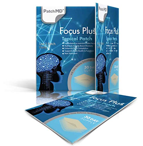 PatchMD - Focus Plus Topical Patch - Maintain Calm Focus, Help Boost Memory, Boost Task Completion, Supports Brain Health & Function, Non-Stimulant - 30 Day Supply