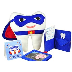 Tickle & Main, Tooth Fairy Superhero Pillow with Notepad and Keepsake Pouch. 3 Piece Set Includes Boy’s Pillow with…