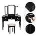 SONGMICS Vanity Set Tri-folding Mirror Make-up Dressing Table Cushioned Stool 5 Drawers Black URDT108B