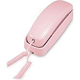 AT&amp;T TRIMLINE 210 Corded Home Phone, No AC Power Required, Improved Easy-wall-mount, Lighted Big Button Keypad, 13 SpeedDial Keys, Last Number Redial, Mute, Flash, Volume Control, Princess Phone, PINK
