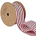 LaRibbons Red and White Horizontal Striped Ribbon, Gift Wrap Ribbon, 1-1/2 Inch by 10 Yard/Spool