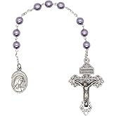 VILLAGE GIFT IMPORTERS Saint Peregrine Chaplet | Round Lavender Beads | Patron Saint of Cancer Patients | Powerful Catholic Prayer for Comfort and Peace | Made in Italy