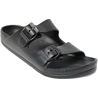 H2K Women's Lightweight Comfort Soft Slides EVA Adjustable Double Buckle Flat Sandals Buddy