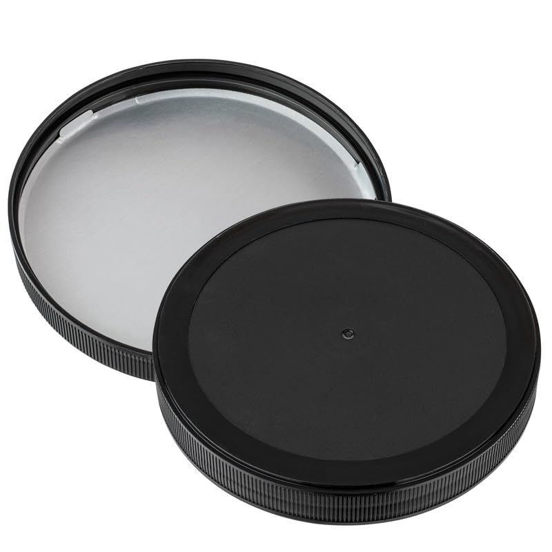 Photo 1 of 110-400 Black Plastic Lid - Continuous Thread (CT) - For Kitchentoolz Gallon & Half Gallon Jars - Pantry & Storage - Jar not Included
