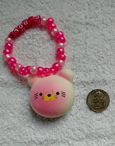 Cuddly Pink Bear Slow Rising Squishy Kandi Single Bracelet Rave Trading Festival Jewelry